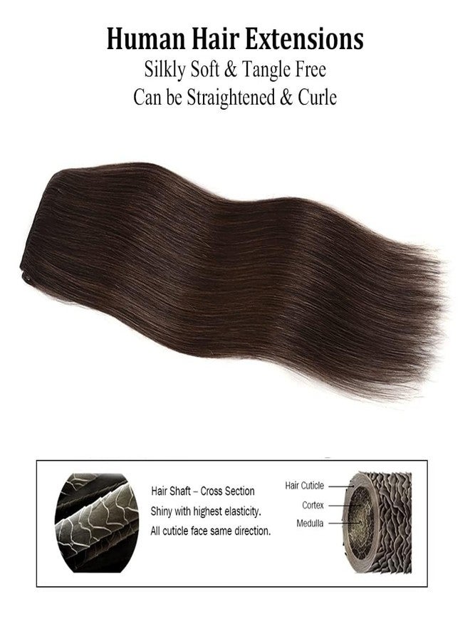 Winsky 16" Clip in Hair Extensions Remy Human Hair for Women - Silky Straight Human Hair Clip in Extensions 55grams 4pieces Dark Brown #2 Color - Image 5